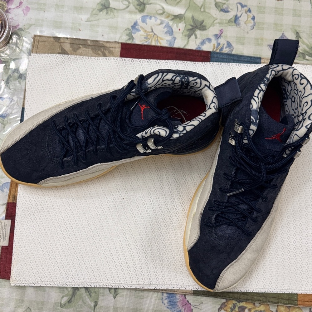 Jordan Navy and White Sneakers